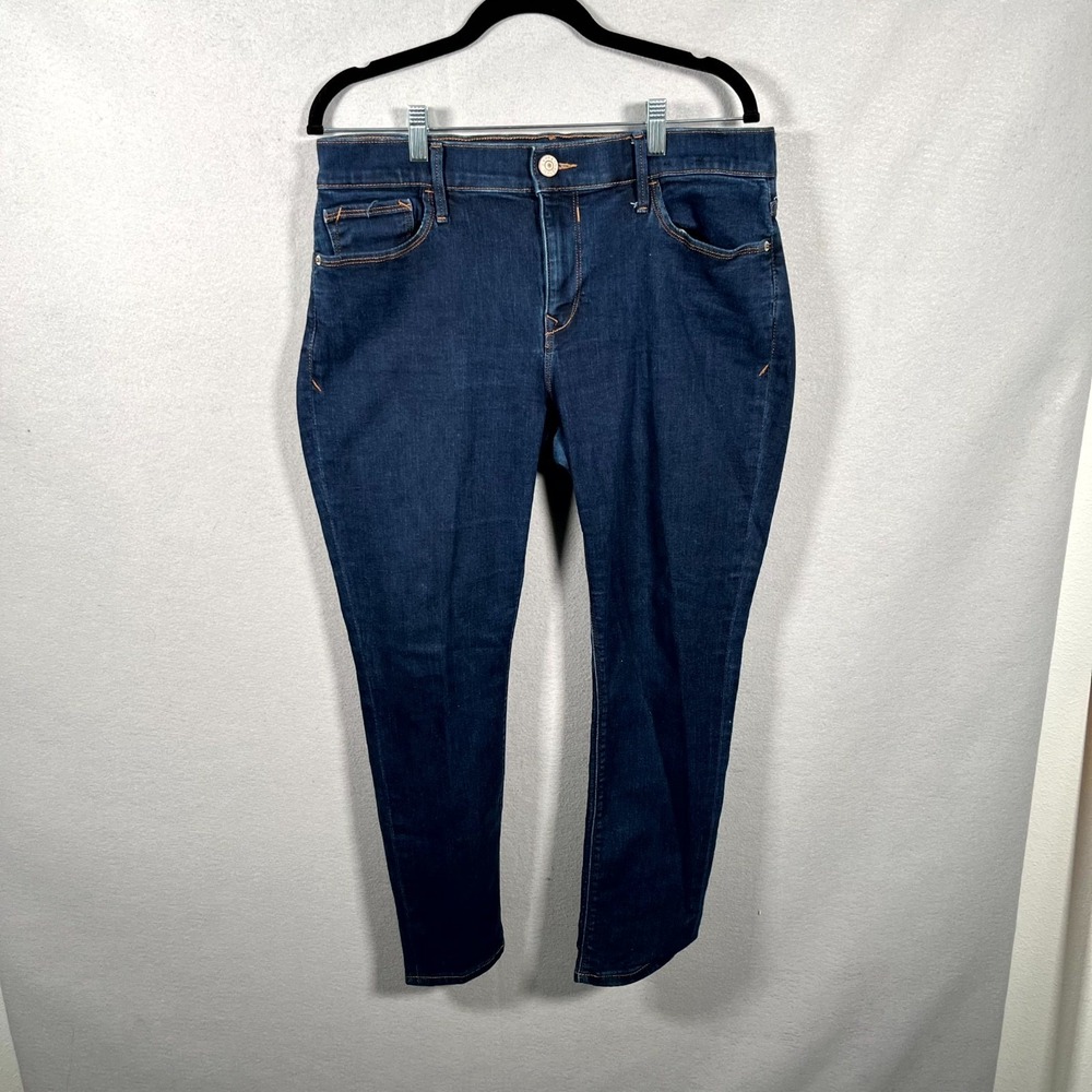 Express Jeans Womens 35W Blue Denim Pockets Everyday Wear Medium Wash Skinny Leg